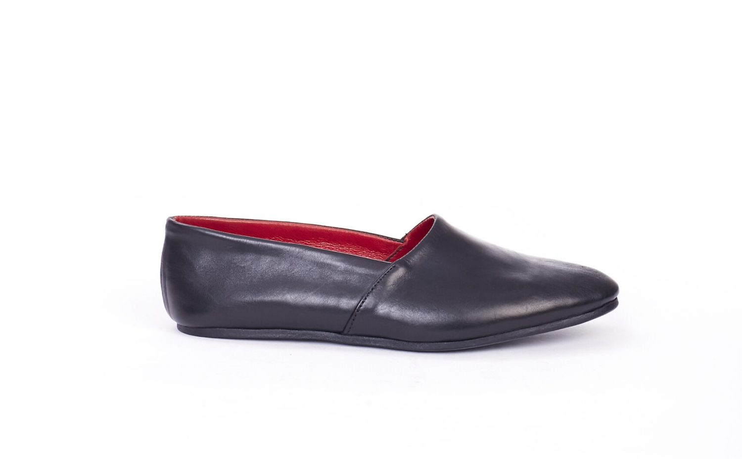 BLACK LEATHER SLIP-ON